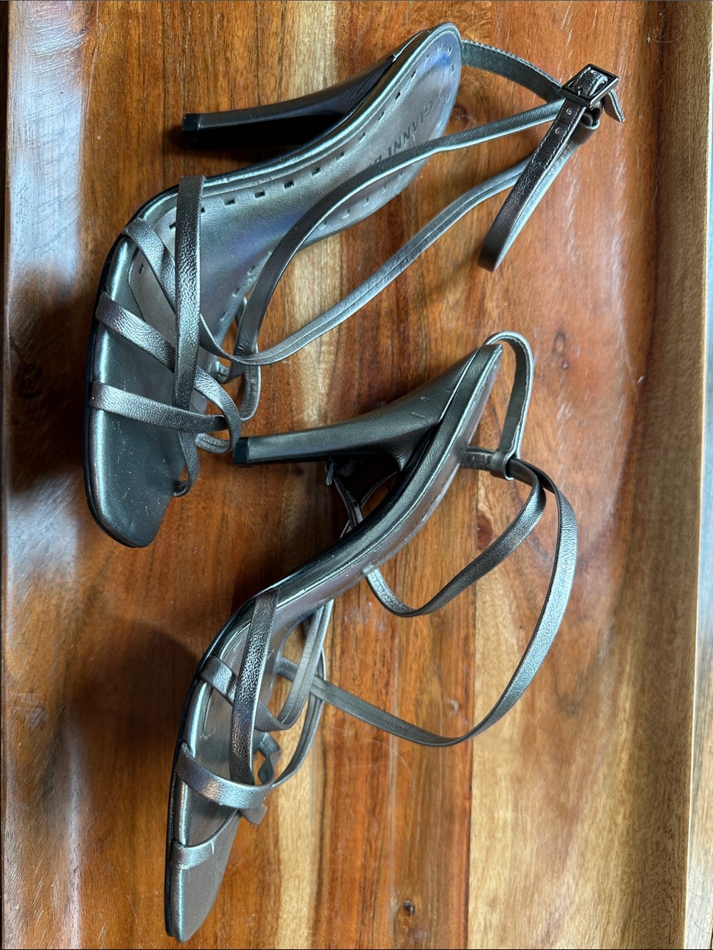 Gianni Bini Metallic Pewter Strappy High-Heel Sandals - Picture 3 of 4